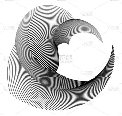 扭曲线白色背景下的螺旋形黑白色设计元件.关于精美名片、印刷品小册子、传单、横幅、封面书、标签、面料的