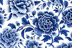 青花瓷花案插画绘画