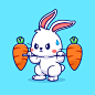 可爱的兔子举胡萝卜杠铃卡通矢量图标插图动物运动图标隔离