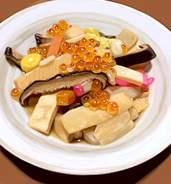 鲨鱼举着大南瓜采集到美食手绘