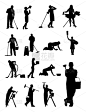 女佣,成年的,家庭妇女,职业,仆人,专业人员,人,男人,女人,剪影