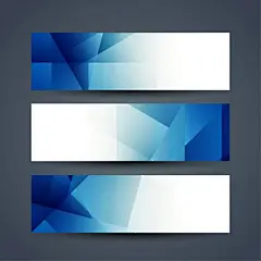 (源站可下源文件)蓝色多边形横幅/Blue polygon banners