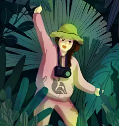 森系水彩风景画插画素材
