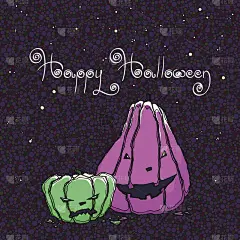 手绘矢量万圣节卡片与杰克o'lantern南瓜。