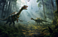 fordadrienne_A_group_of_running_dinosaurs_in_a_wooded_environme_1