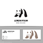 有了制卡抽象矢量熊猫 logo 设计模板