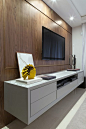 Barra Funda II Apartment in São Paulo, Brazil by Kwartet Arquitetura  http://kwartet.tumblr.com/   Note, walnut panels.: 