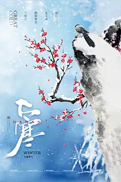 中国传统二十四节气大寒节气营销宣传海报