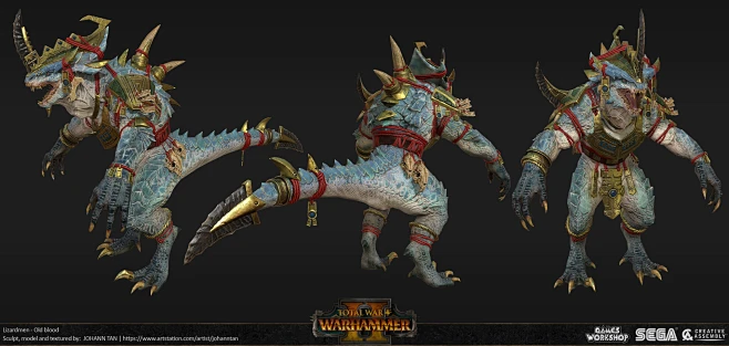 Lizardmen - Old blood, Johann Tan : Armoured dinosaur people, Hell yes ...