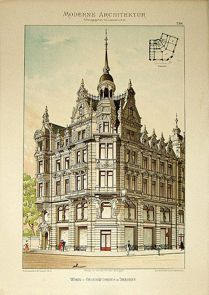1890年代德国建筑手稿。 ​​​​