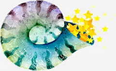 手绘水彩星星蜗牛免抠素材_新图网 https://ixintu.com 星星 水彩 蜗牛