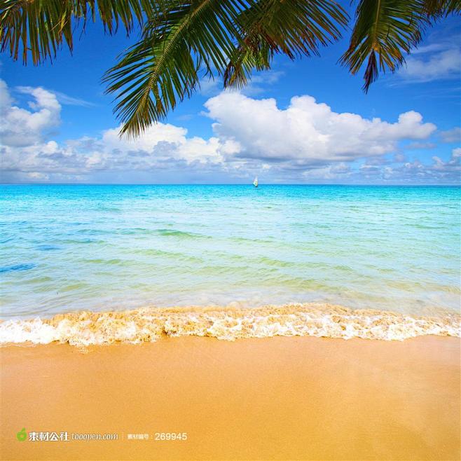 夏天海边意境高清摄影背景图片素材