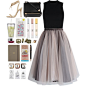 A fashion look from October 2015 featuring black top, tulle skirt and satchel purse. Browse and shop related looks.