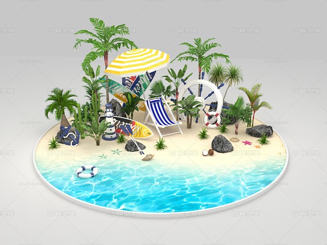 海边沙滩商场dp点美陈 夏季海洋主题 冲...