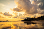 Free photo beautiful sunset on the beach and sea