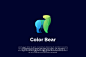 渐变多彩熊动物LOGO商标矢量素材 Logo illustration gradient colorful style :  