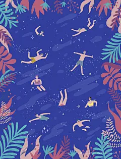 唯美星空晚安系列手绘手机壳壁纸插图插画