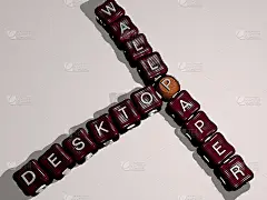 桌面壁纸由骰子字母和颜色交叉组合而成的相关含义的概念。背景和插图。三维演示