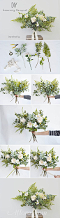 Make your own wedding bouquets ahead of time with this simple DIY by Friend Of Faux using faux greenery and flowers from afloral.com! #fauxflowers  Design by Friend of Faux: