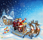 圣诞老人乘雪撬送圣诞礼物高清设计背景图片素材