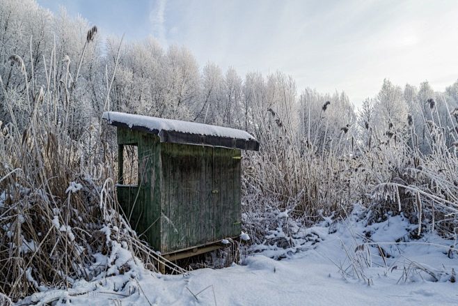 树屋_高质量免费素材_捕鱼小屋_雪山_活...