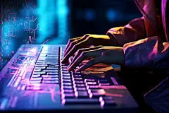 键盘操控商业金融素材