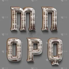 3d渲染字体集与木材绘制纹理效果