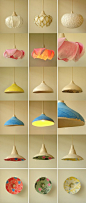 【纸质自然灯具设计】照明设计家村松さちえ（Sachie Muramatsu），用和纸作为素材制灯，来展现自然的风景。