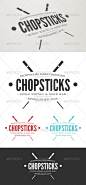 筷子寿司标志 - 食品标志模板