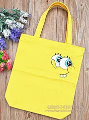 淘宝独家海绵宝宝手绘帆布包高品质纯棉帆布环保袋可定制