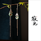 寂见 原创925银流苏耳环老翡翠玉环耳坠中式耳饰做旧复古旗袍配饰-淘宝网