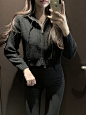 套裤 黑 纯色 sec 新