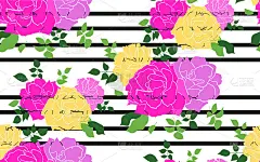 矢量无缝模式与花园玫瑰花在白色背景手绘。花设计插图的化妆品，贺卡，婚礼邀请，织物或包装纸。