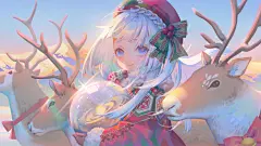 动漫1813x1020动漫动漫女孩数字艺术图稿2D肖像显示垂直圣诞节Karesuki