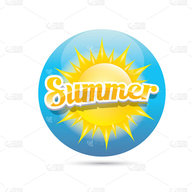 矢量夏天标签。与太阳夏天图标.