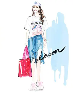 #jjseason插画# #插画明星搭配# ----- 仙女姐姐@舒淇 @湖南卫视中餐厅 清新休闲街头风 ​​​​