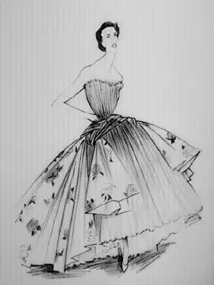 【笔尖时尚—黑白线条】Dior 服饰的硬笔手绘稿 手绘插画  服装设计稿 素材 &gt;&gt;&gt;