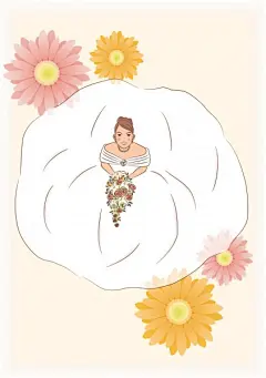 卡通婚纱照插画矢量图片