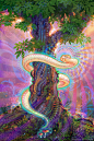 a painting of a tree with a snake on it