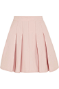 REDValentino | Pleated stretch-cotton mini skirt | NET-A-PORTER.COM : Pastel-pink stretch-cotton Concealed zip #短裙fastening along side 98% cotton, 2% elastane; pocket lining: 97% polyester, 3% elastane Dry clean