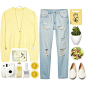 A fashion look from July 2015 featuring yellow sweat shirt, slouch jeans and ivory flat shoes. Browse and shop related looks.@北坤人素材