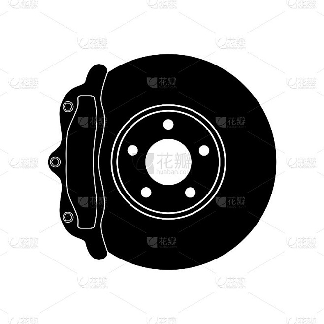 盘式制动器图标，矢量插图