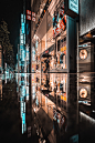 lightroom Moody neon night Photography  reflection Street Urban japan