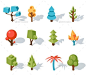 树低聚图标，矢量等轴测图。 在这里下载：https://graphicriver.net/item/tree-low-poly-icons-vector-isometric/11284510?ref=ksioks