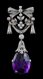 Platinum Diamond Amethyst Pin