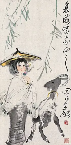 周昌谷——人物画欣赏   |   
周昌谷(1929-1985)号老谷。浙江乐清人。自幼喜爱诗文书画，尝潜心学习八大、石涛、徐青藤、方方壶、吴昌硕、黄宾虹等人作品，将传统花鸟画用笔移植于人物画中，用色和运墨也极见匠心。是现代浙派人物画代表人物之一。历任浙江美术学院教授、中国美术家协会理事、浙江美术家协会副主席等职。