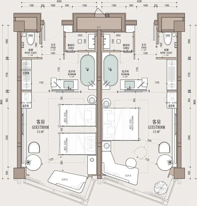 酒店客房平面设计 方案六_1_华 空间_来自小红书网页版-花瓣网