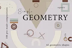 波西米亚风抽象主义几何构图矢量图形图案素材 100 shapes. Abstract geometry art