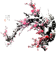 手绘梅花花枝png素材