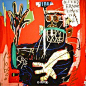 #涂鸦艺术# 让·米切尔·巴斯奎特（Jean-Michel Basquiat）(1960-1988年),美国涂鸦艺术家。他的作品凸显他个人历史和独特的黑人身份，画作中出现了很多黑人形象，街头艺人，玩具等等。通过剪贴，书写等多元素组合构建，Basquiat的作品中充满了愤怒、疯狂的形象，他的作品是繁杂、喧闹甚至野蛮与高超技艺...展开全文c